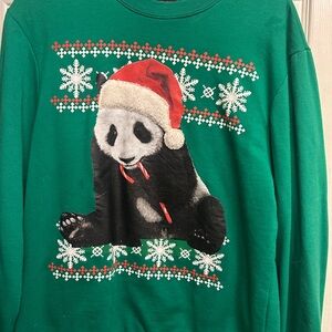 Green Panda Holiday Sweater
